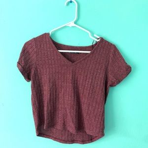 Purple Knit V neck Tshirt